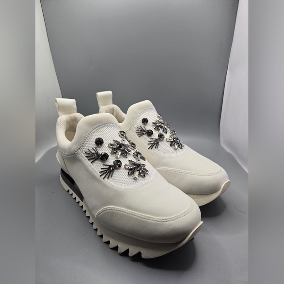 Tory Burch Women’s Embellished Slip-On Sneakers White Jeweled Sole US 8.5 EU 39 - Picture 1 of 9